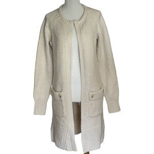 The Limited Ivory Long Sleeve Pockets Open Front Cardigan Women's S